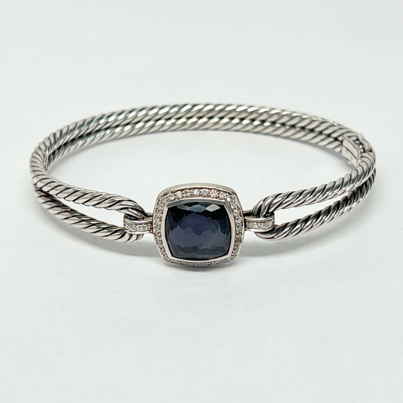 David Yurman Black Orchid Diamond Albion Double Cable Bracelet .925 - Picture 3 of 9